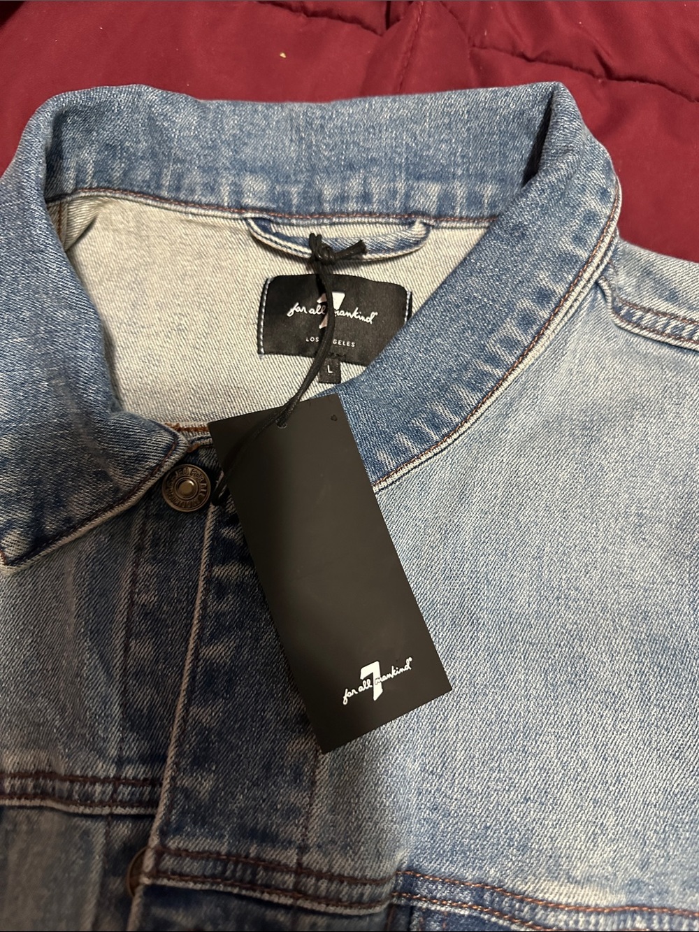 7 For All Mankind Light Blue Denim Jacket - Picture 3 of 8